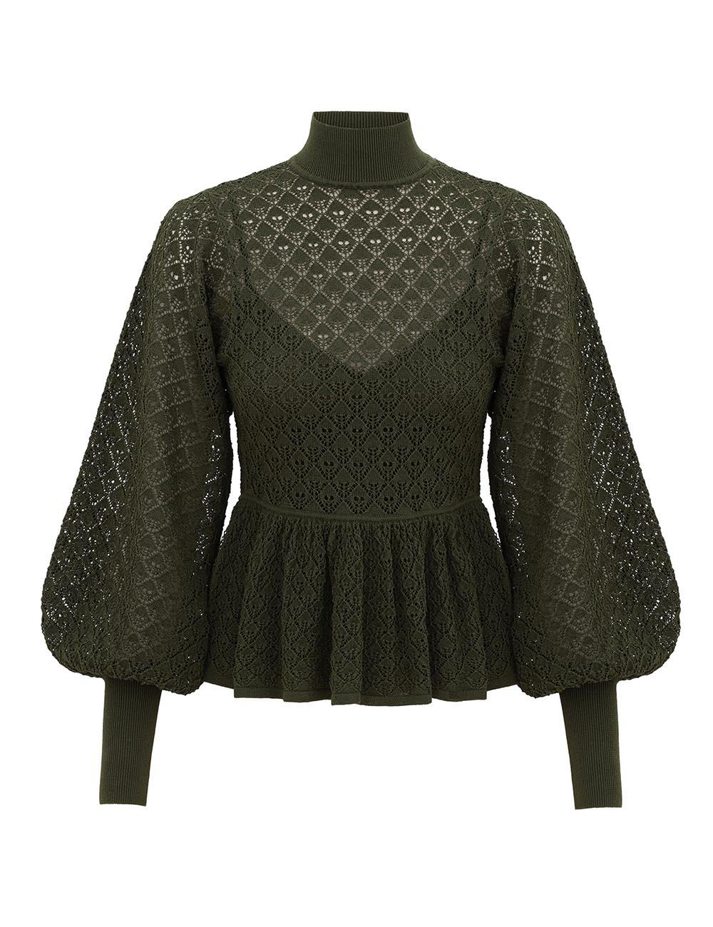 Blusa de punto con volantes de encaje Luna