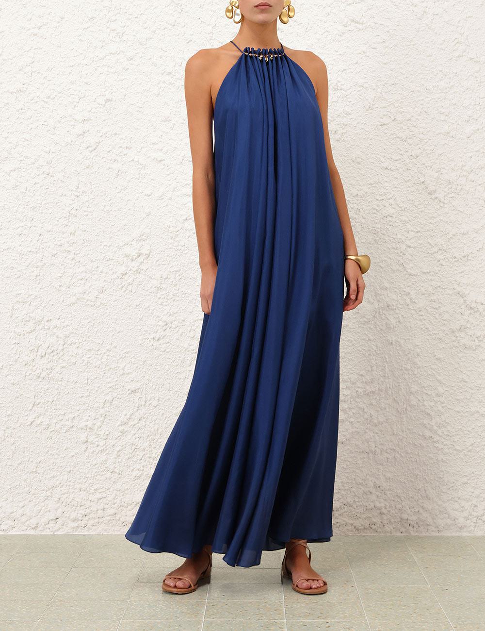 Vestido Maxi con Cuentas Aster Recogido
