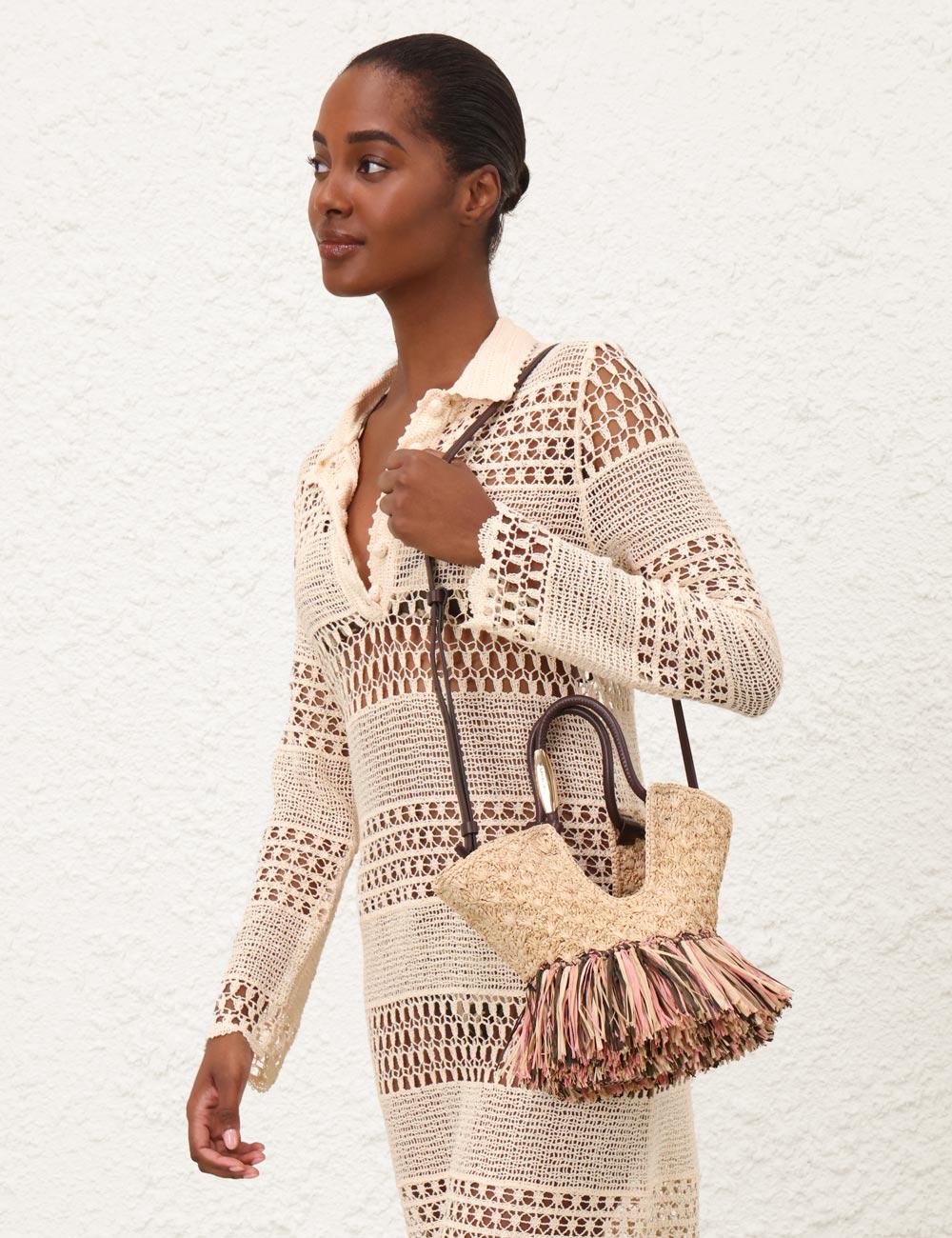 Bolso tote Goldentime con fleco pequeño