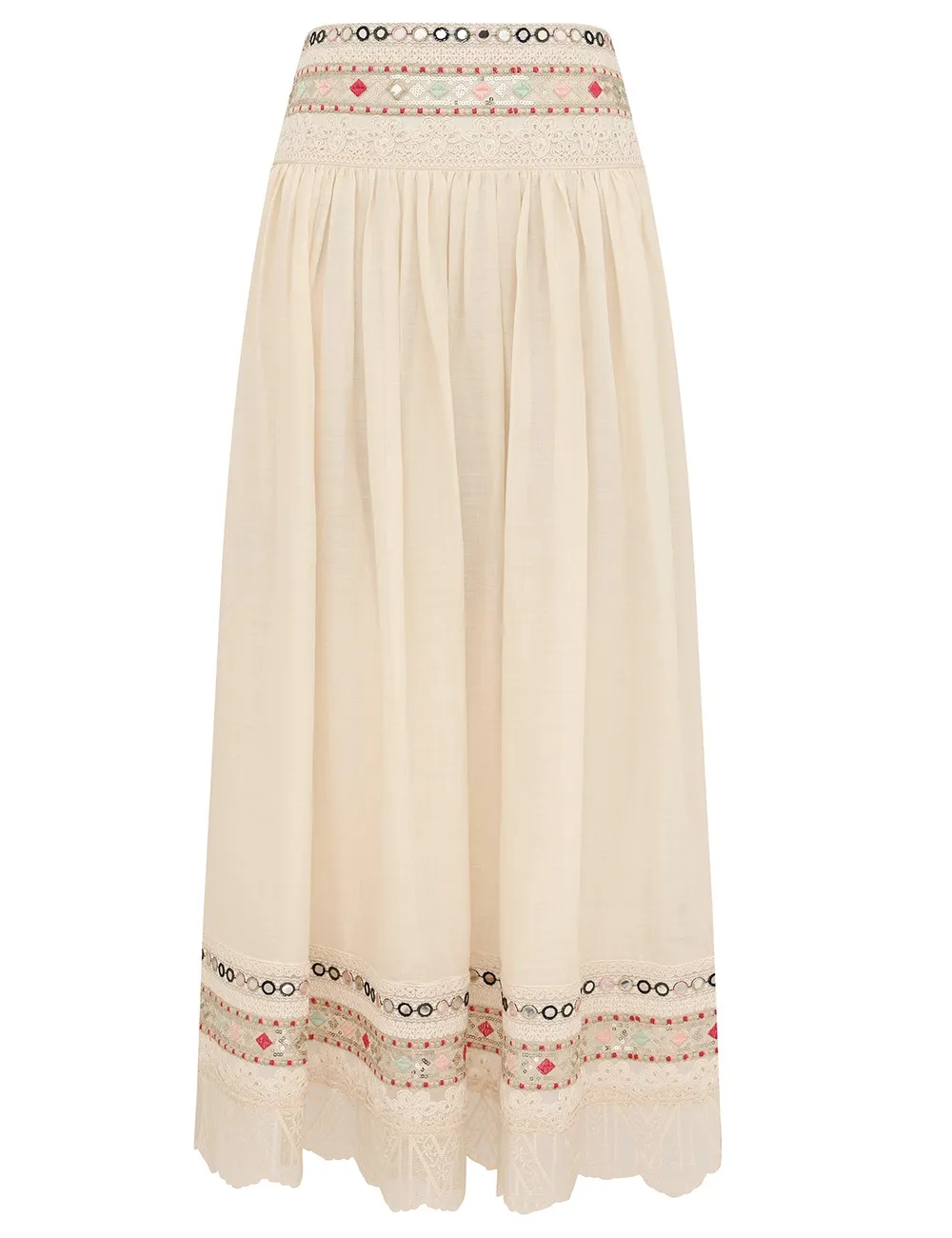 Falda Midi Decorada con Aster