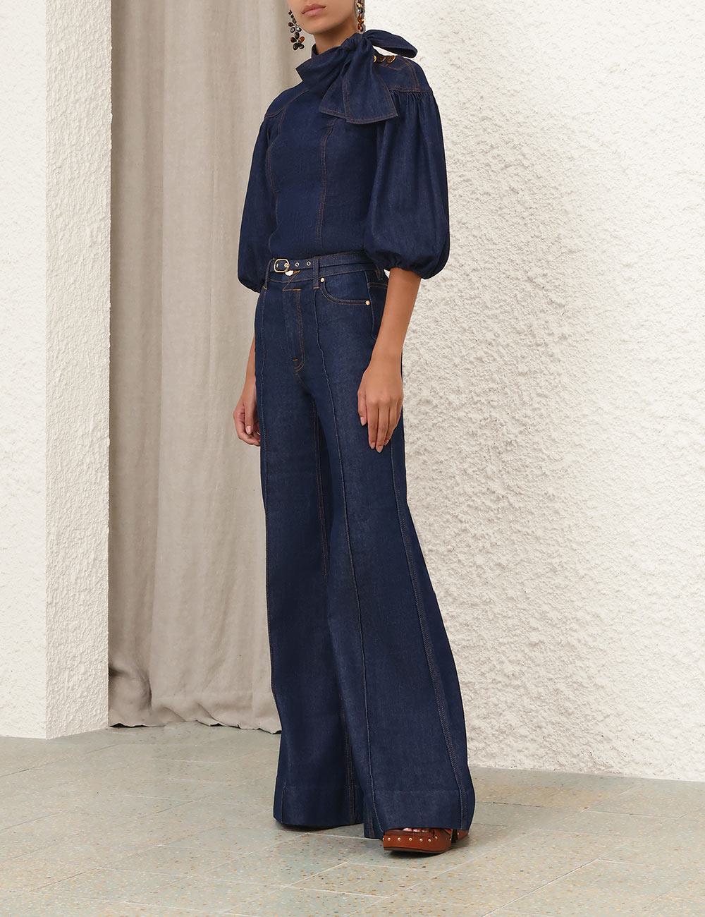Blusa Ajustada de Denim
