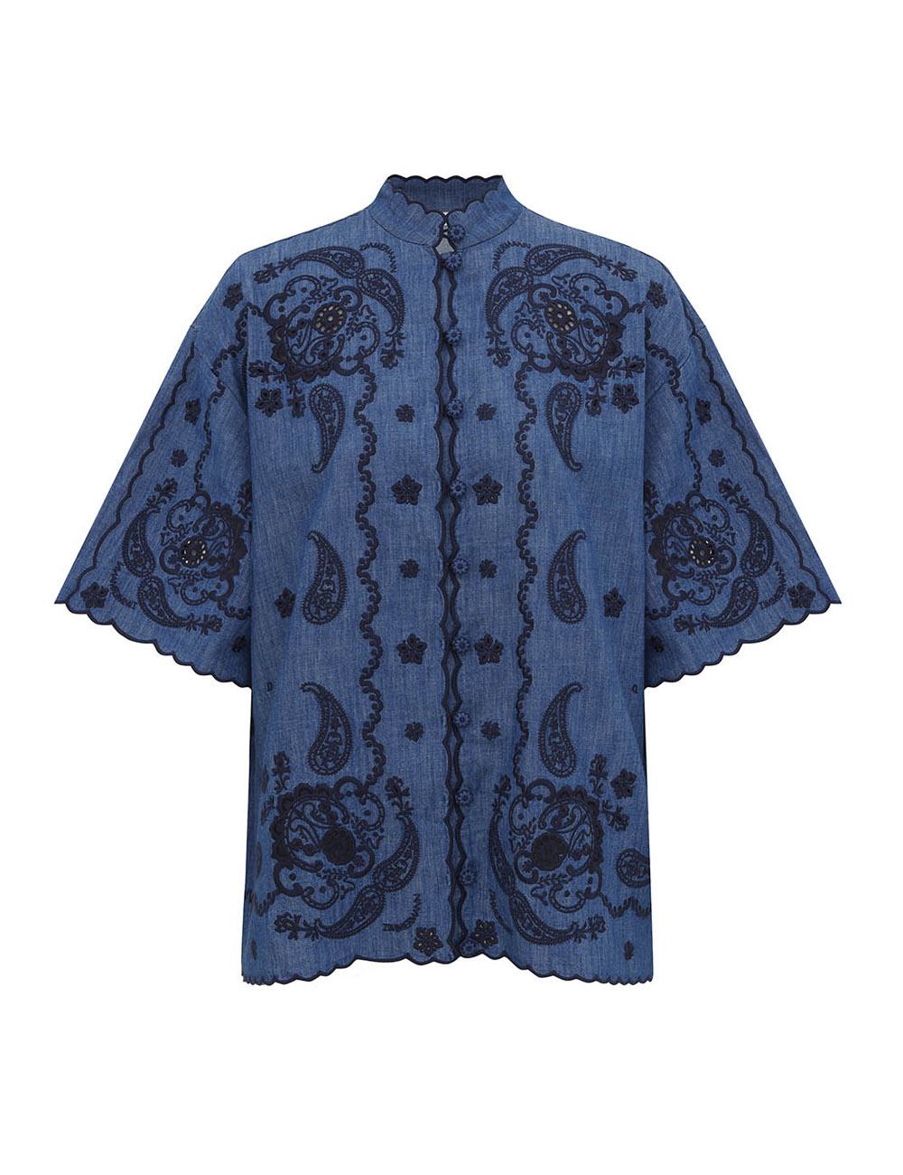 Camisa de Denim con Bordado Aster