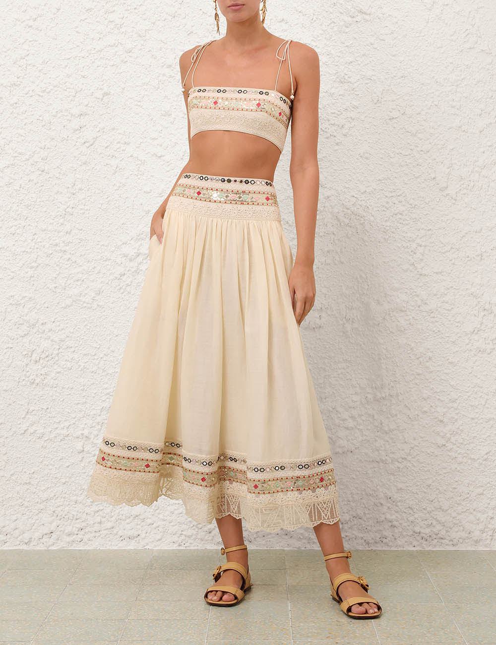 Falda Midi con detalles de asteriscos
