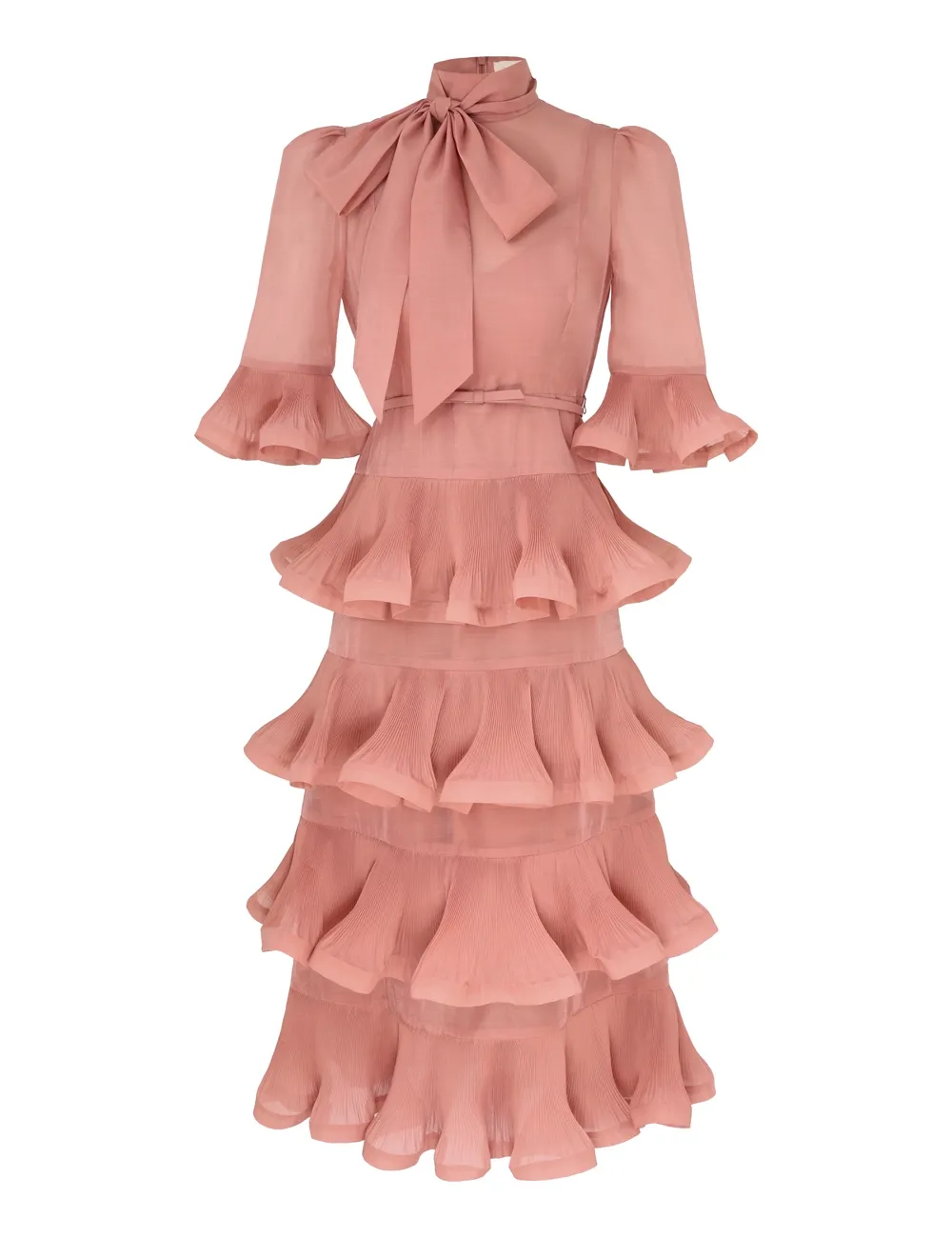 Vestido Midi Plisado de Manga