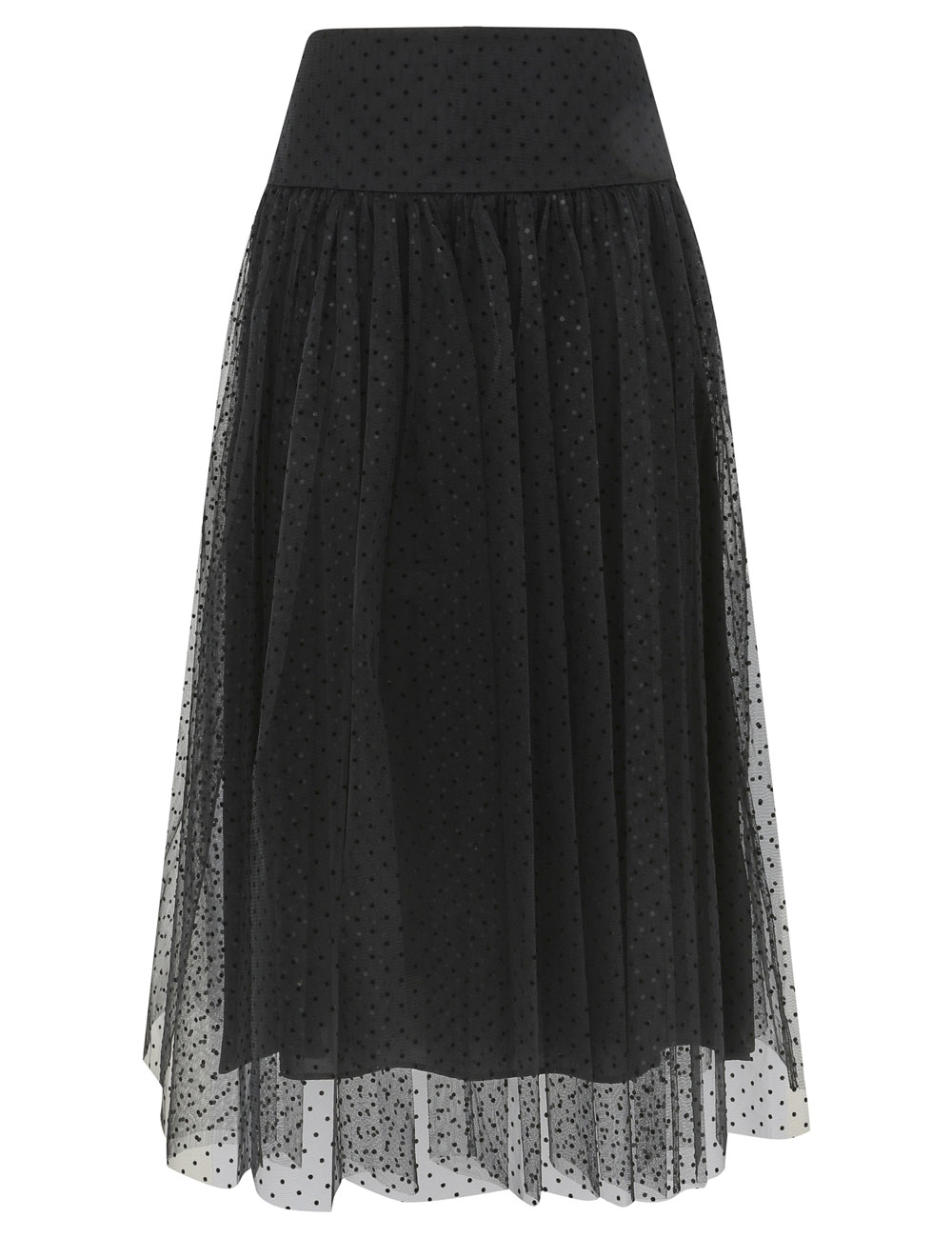 Falda Midi de Tul con Puntos