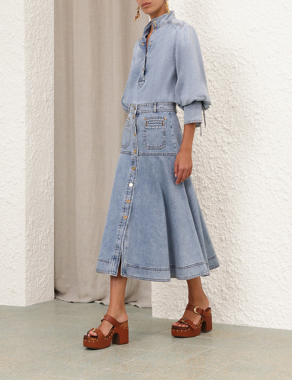 Falda Midi de Denim