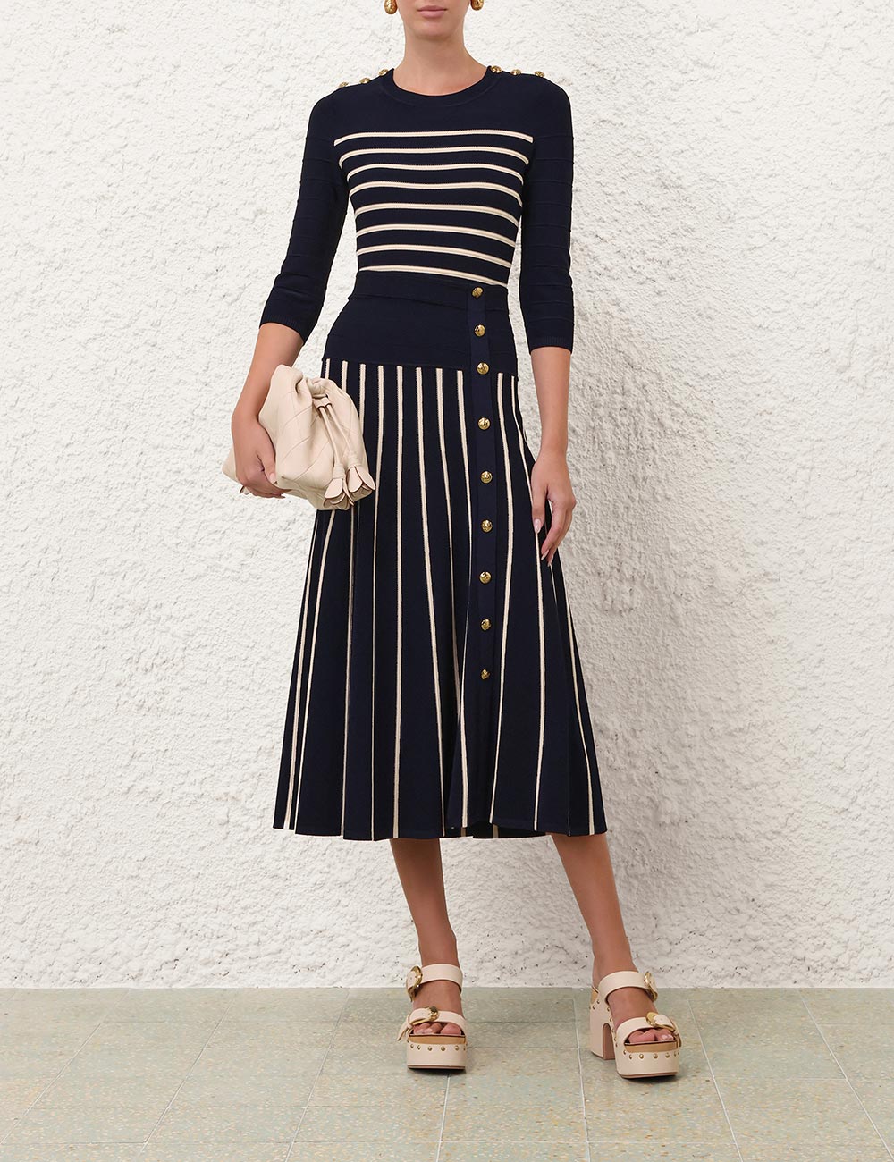 Falda Midi Rayada Luna