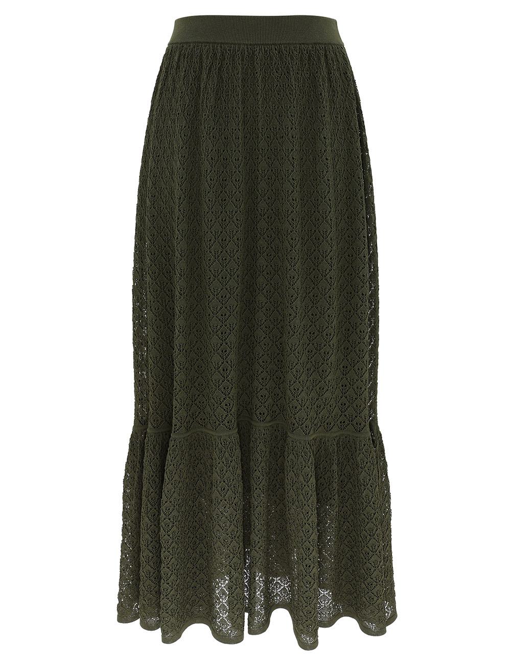 Falda maxi de punto con encaje Luna