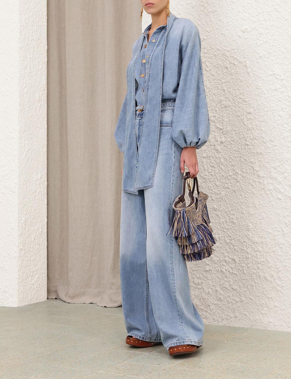 Blusa de Denim con Cuello Atado Indra
