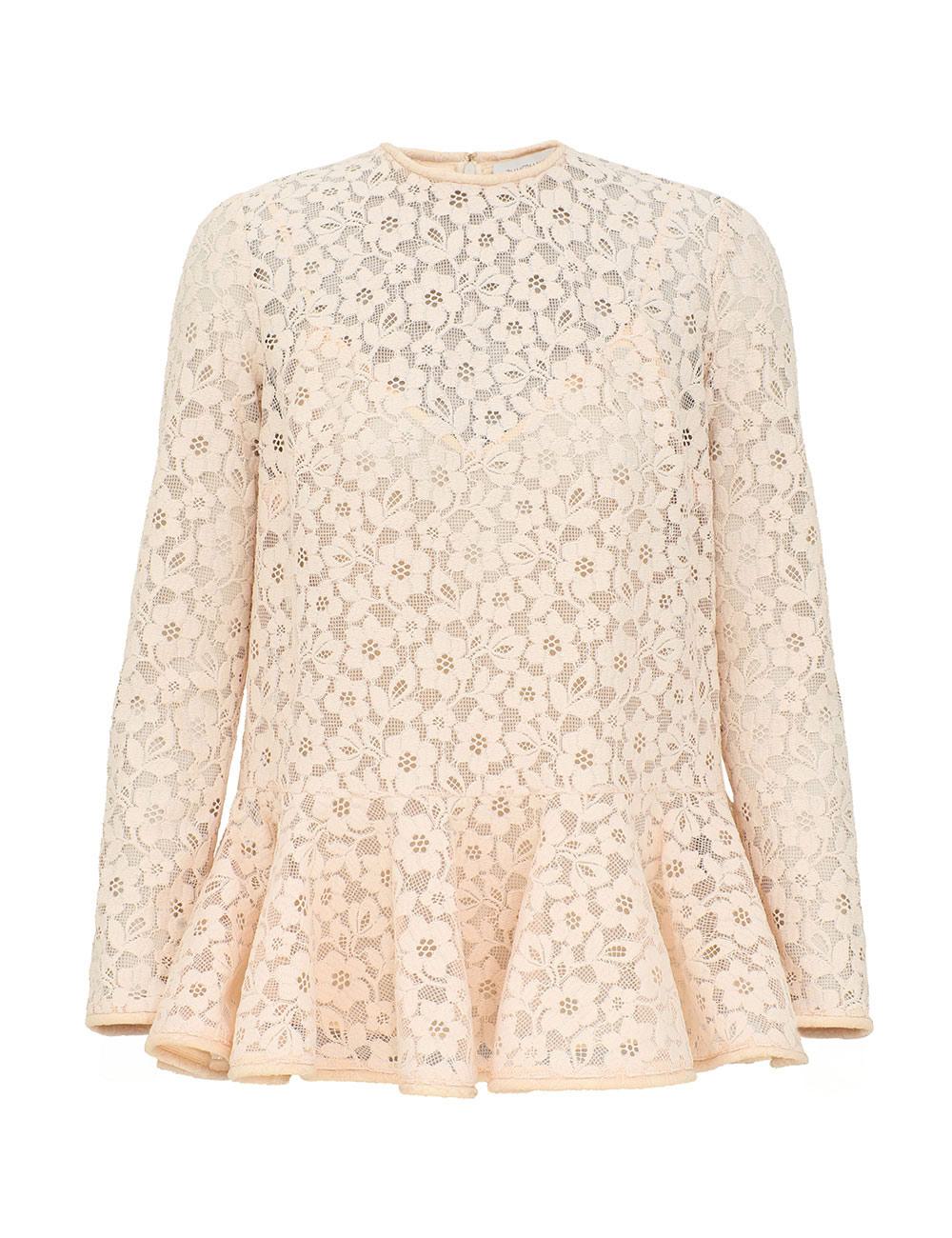 Blusa con volantes de encaje