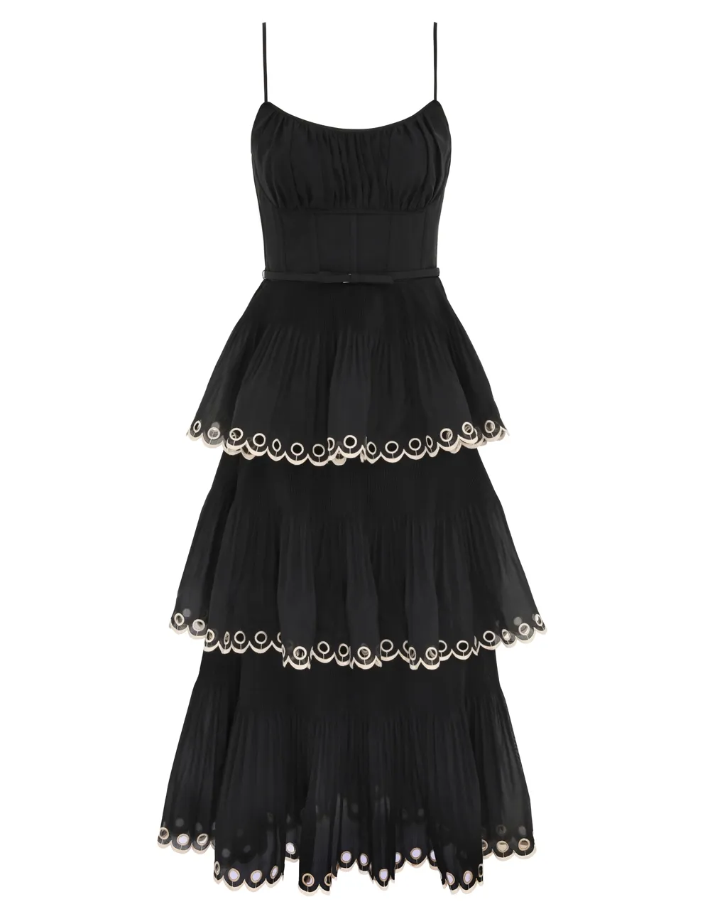 Vestido Midi Plisado con Bordado
