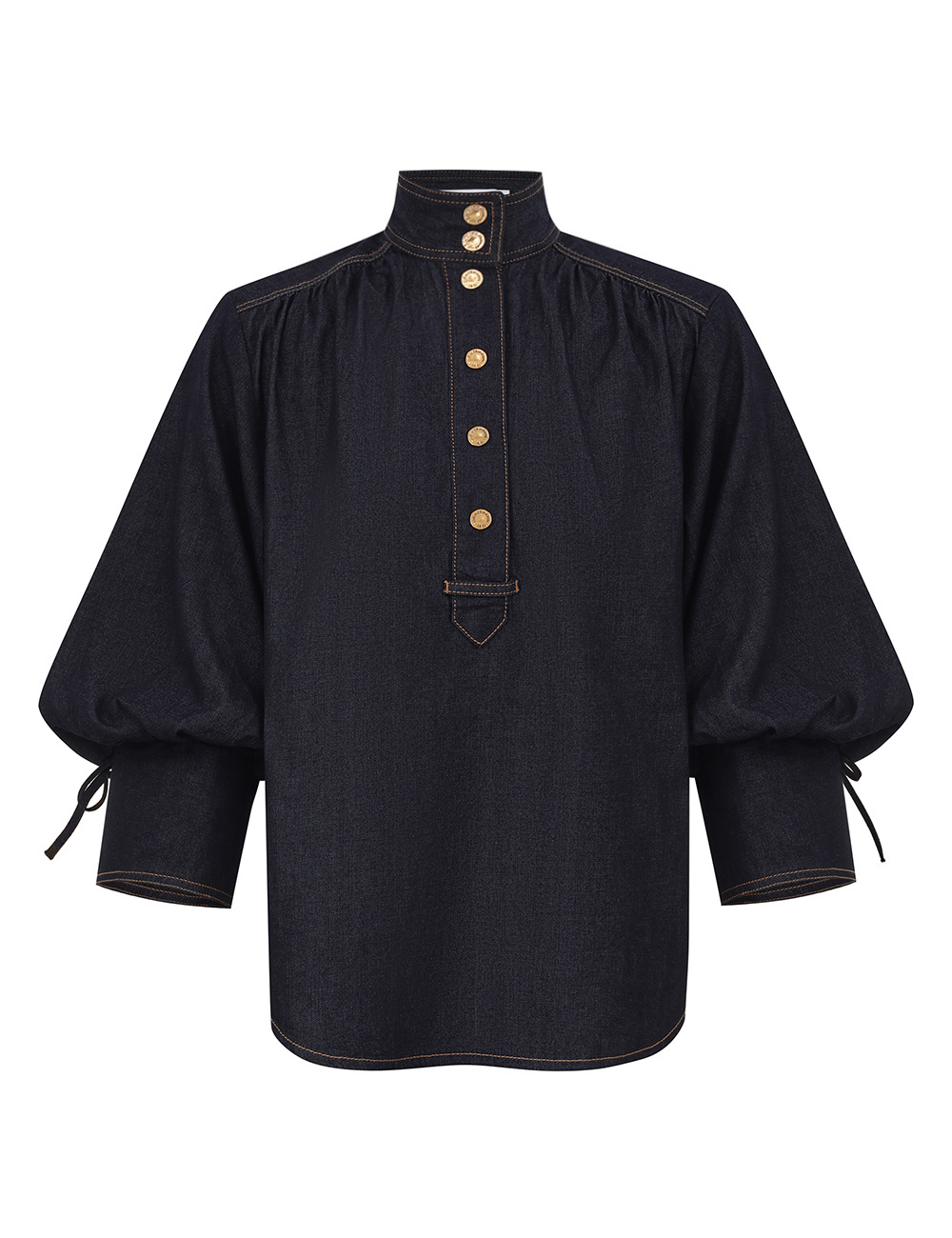 Camisa de Denim con Volantes