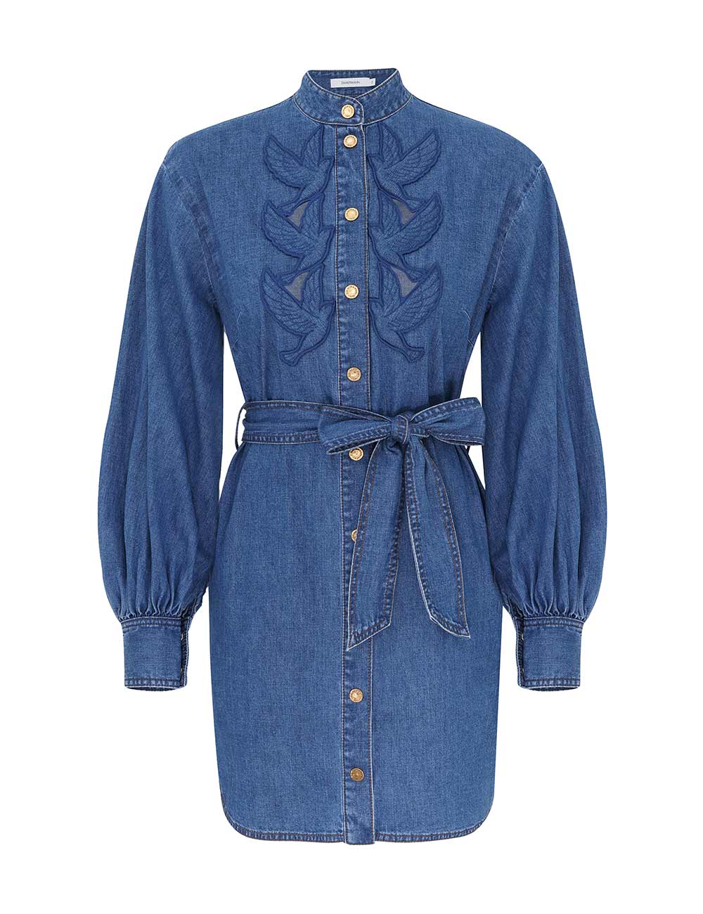 Vestido Mini con Aplicaciones de Denim
