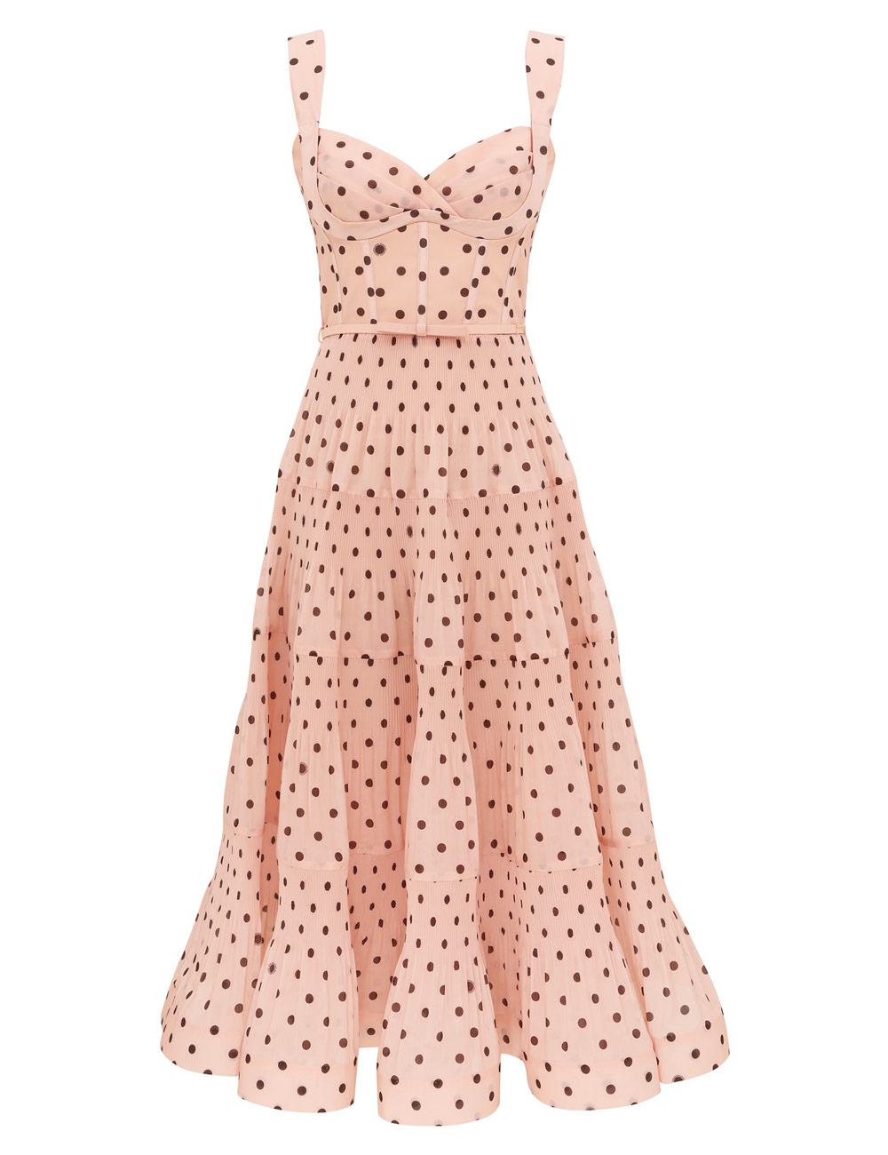 Vestido Midi Plisado y Volante