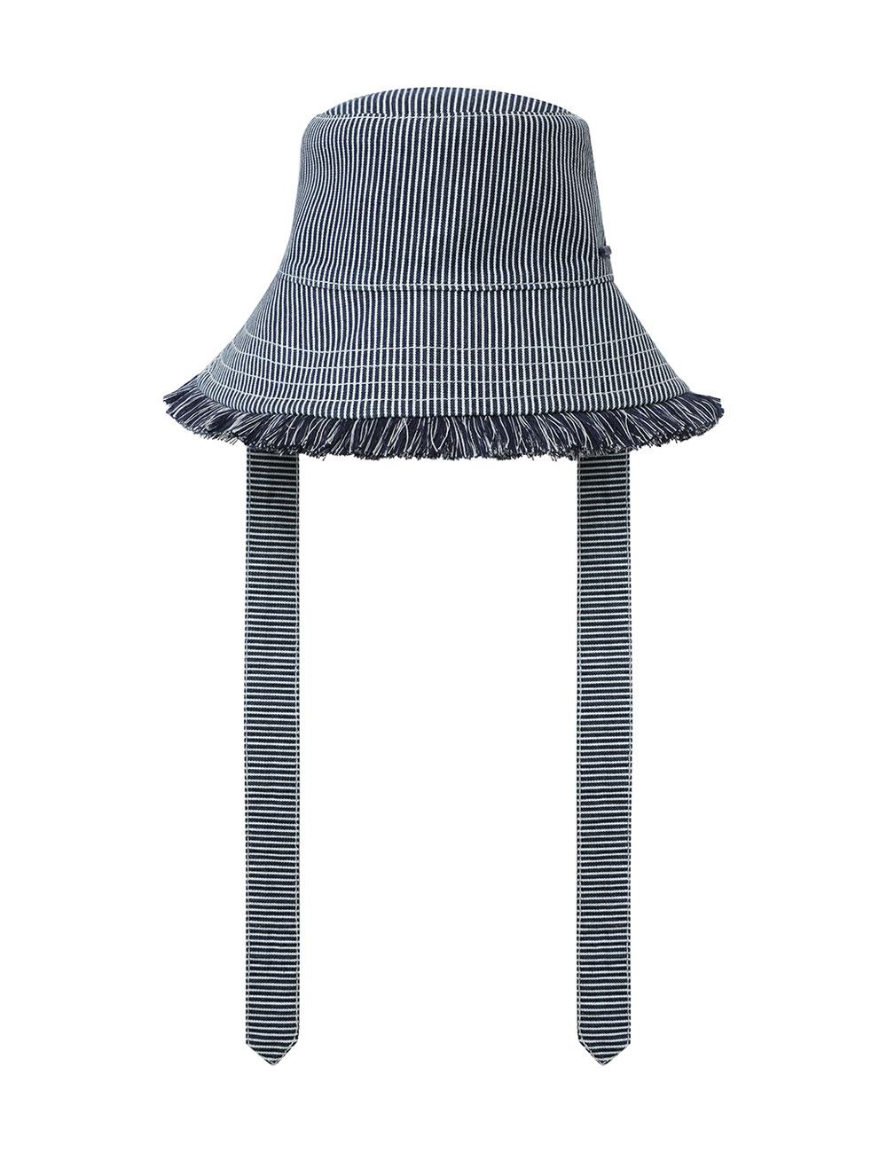 Sombrero de paja de denim con rayas