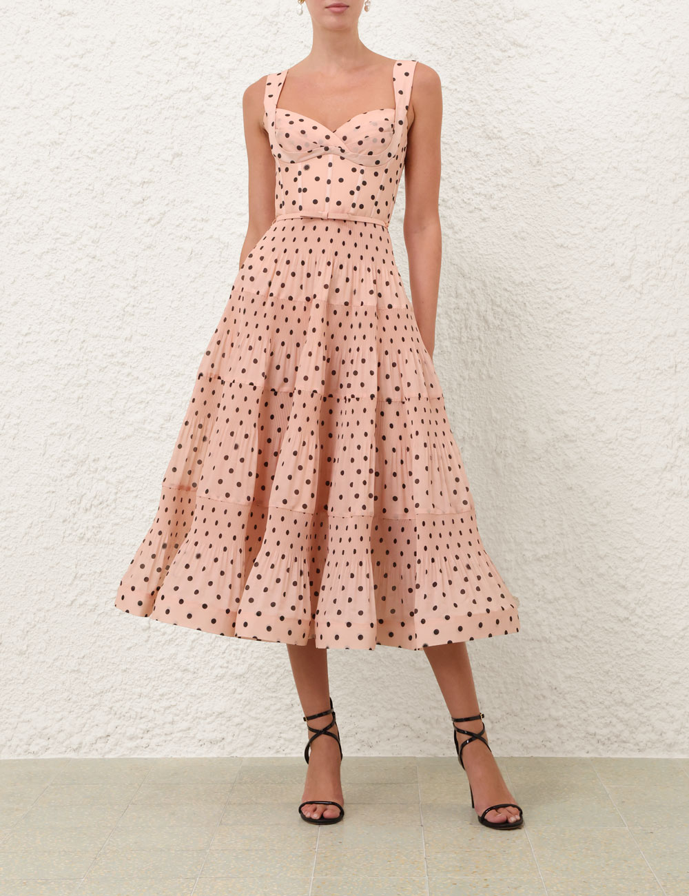 Vestido Midi Plisado y Volante Vestido Midi Plisado y Volante